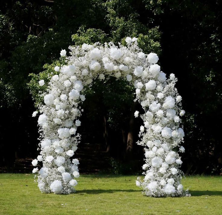Full white floral arch wedding decor